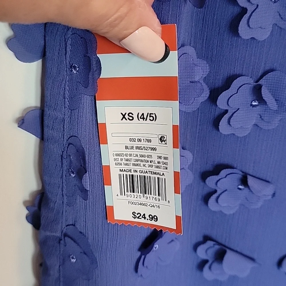 Cat & Jack, beautiful, periwinkle colored girls dress XS(4/5). NWT. Sleeveless.